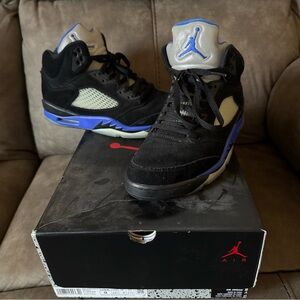 Air Jordan 5 Retro Black and Blue Sneakers